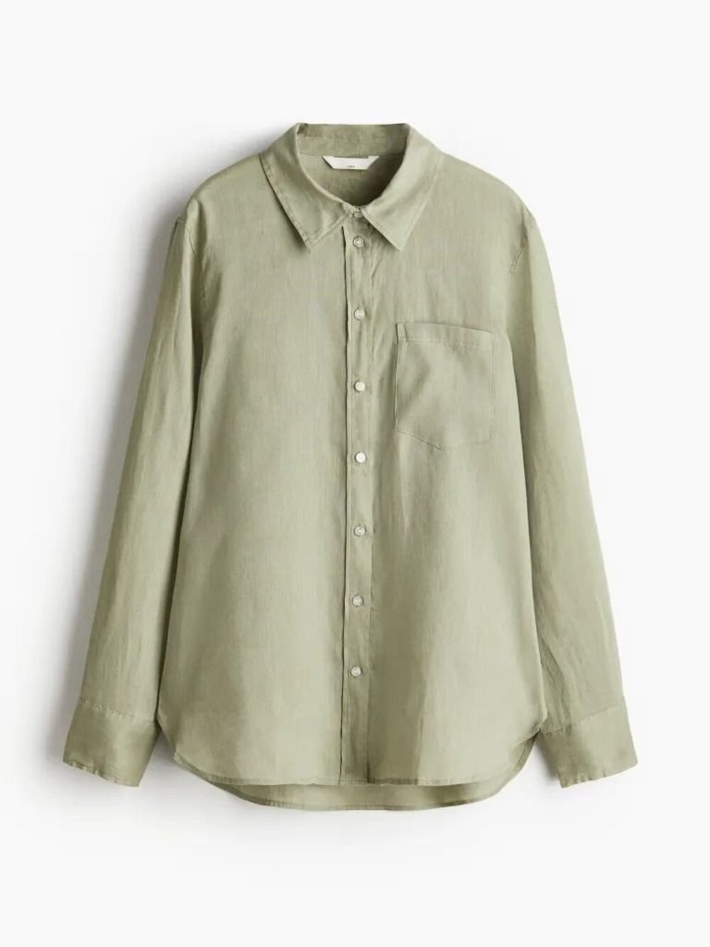 H&M I Linen Button Down Blouse, Green